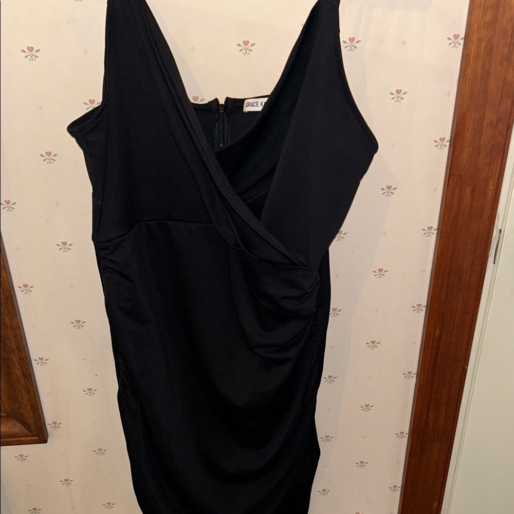 Black Draped Mini Dress